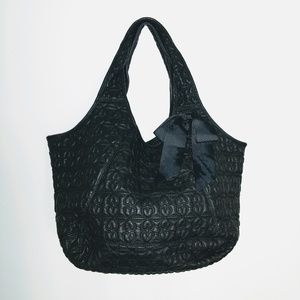 Duex Lux Black Quiltef Large Shoulder Bag